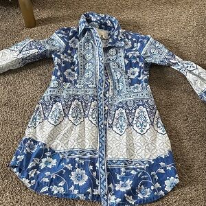 Anthropologie Blue and White Floral Dress